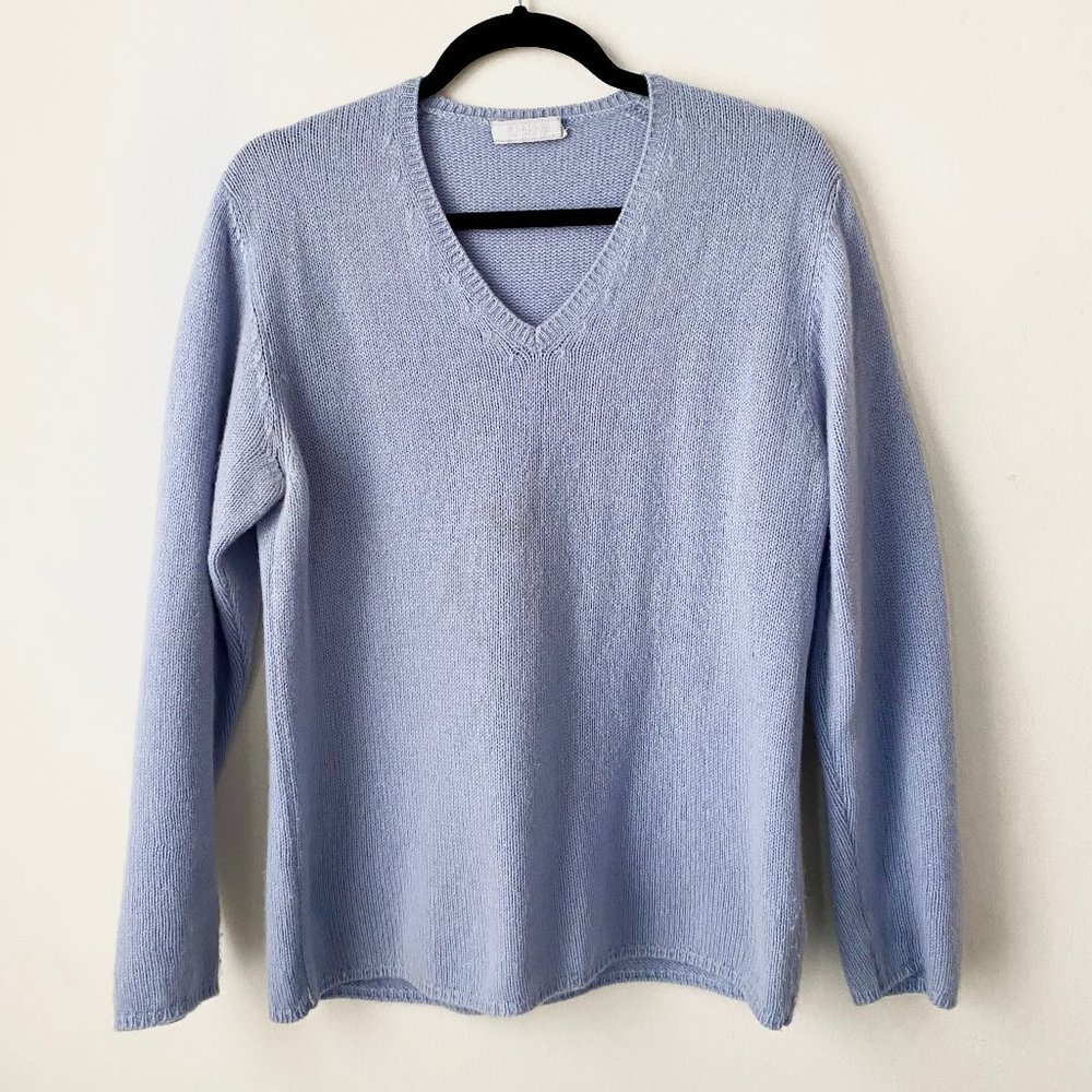 Prada Men's V-Neck Cashmere Sweater, Blue